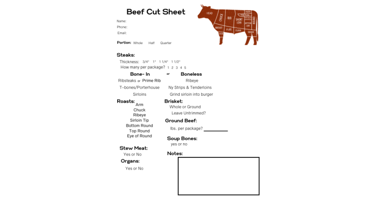 Printable Beef Cut Sheet: Free Sheet or Make Your Own