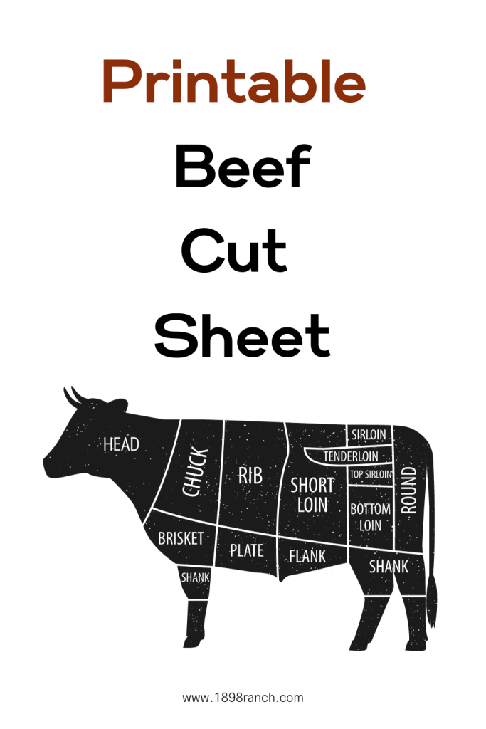 printable beef cut sheet pin